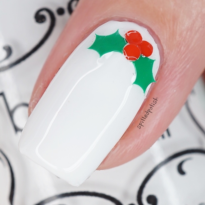 Simple Christmas Holly Nails