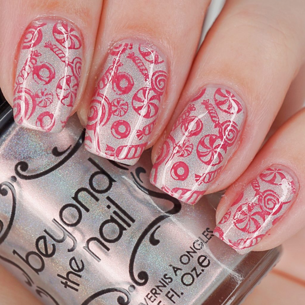 Peppermint Candy Stamped Nails