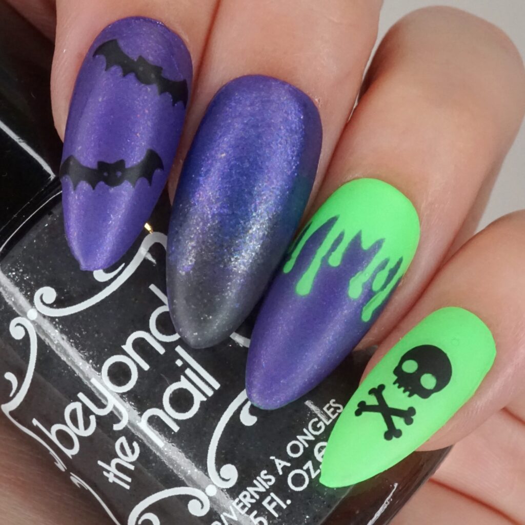 Purple & Neon Green Slime Nails
