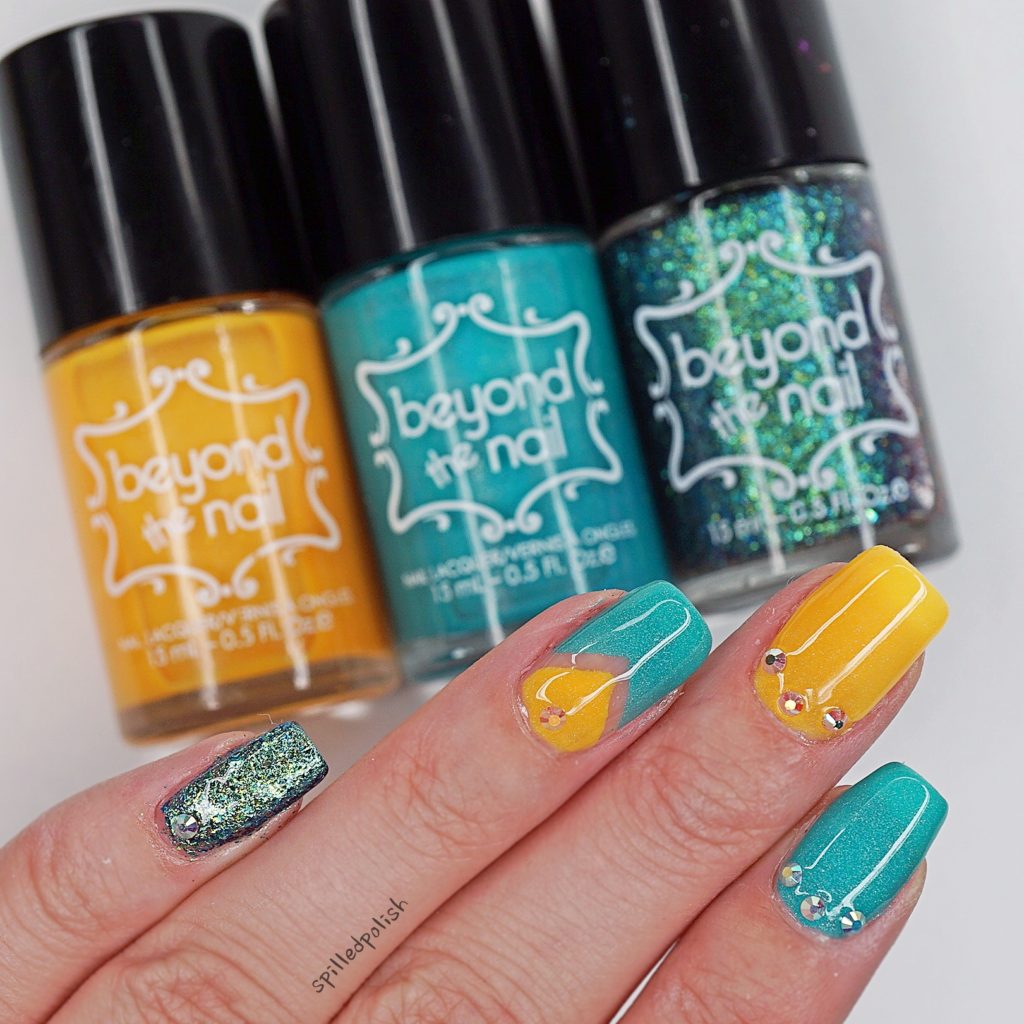 Teal and Yellow Nails