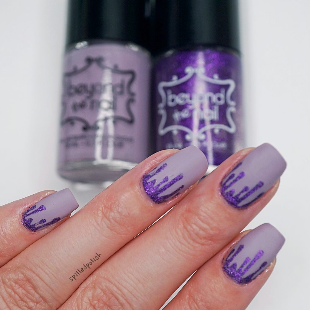 Purple Glitter Blood Drip Nails